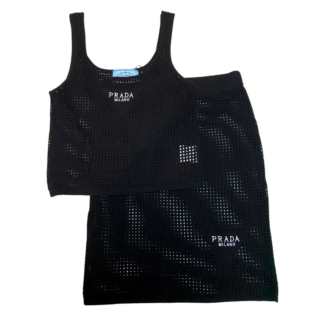 PRADA CROCHET KNIT SKIRT and TANK SET